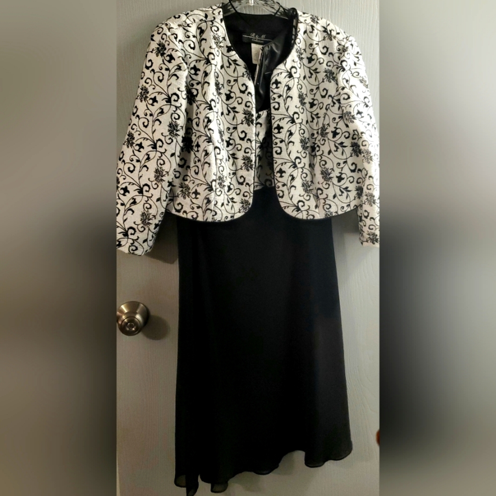 R & M Black and White Jacket Dress sz 16